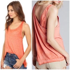 FREE PEOPLE Oversized Criss Cross Tank Scoop MEDIUM Open Back Break Dawn NWT